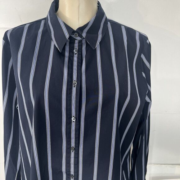 Banana Republic Sz XL Womens Button Up Shirt Long Sleeve Blue/White Striped - Picture 5 of 16